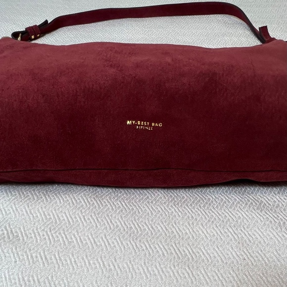 NWT - Suede Hobo Burgundy Slouchy Messenger Shoulder/Crossbody Bag Made in Italy - Picture 8 of 10